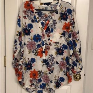Old Navy XXL tunic shirt cream with multi floral